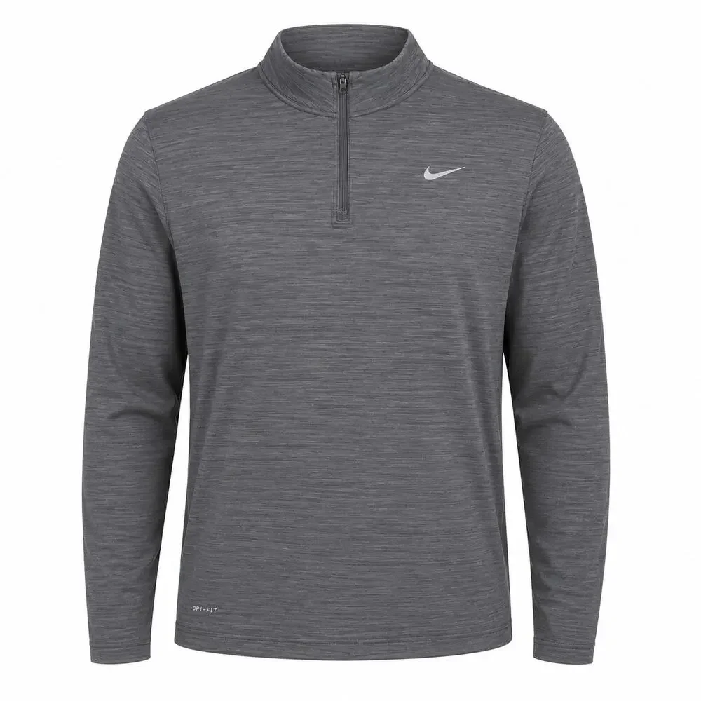 Nike Dri-FIT Long Sleeve Quarter Zip Pullover Shirt Men's 2XL Gray Athletic